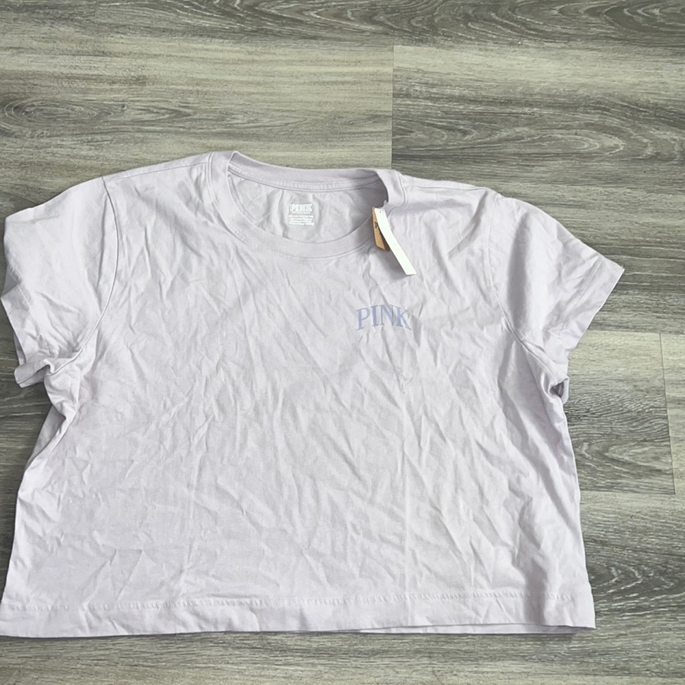 light purple cropped shirt